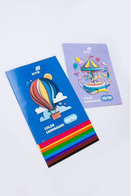 Картон кольоровий, А5, односторонній, 10 аркушів, 10 кольорів, 230 г/м2